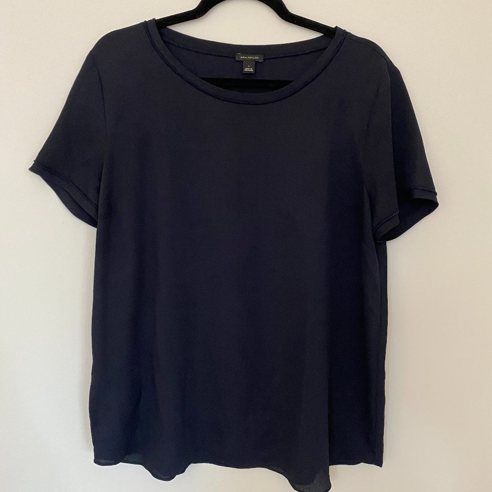 Ann Taylor Navy Blue Crewneck Top